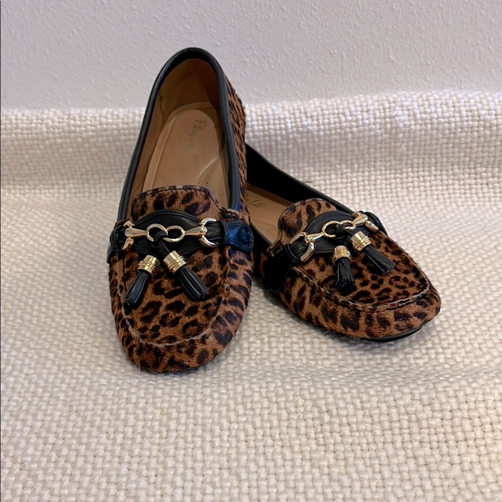 Leopard Print Loafers with Tassel Detail